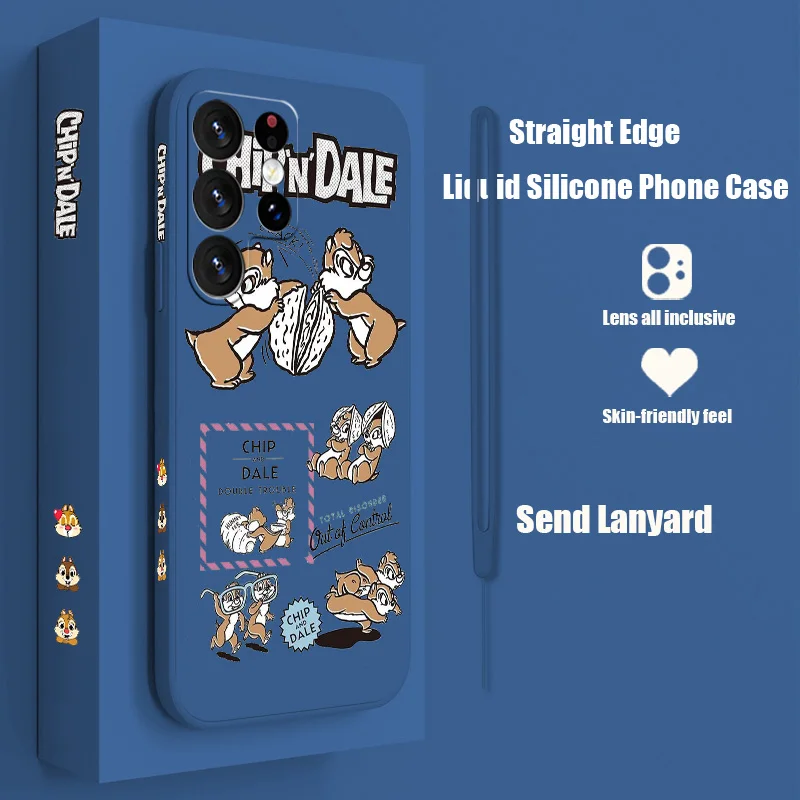 

Disney Chip 'n' Dale Phone Case For Samsung S23 S22 S21 S20 Fe S10 Note 20 10 Ultra Lite Plus Liquid Left Rope Cover