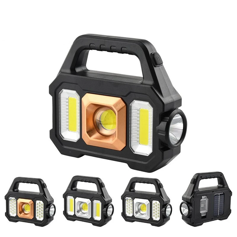 

Solar Camping Flashlight Hight Power 600LM LED/COB Work Lights Waterproof 6 Gear USB Rechargeable Searchlight for Camping Hiking