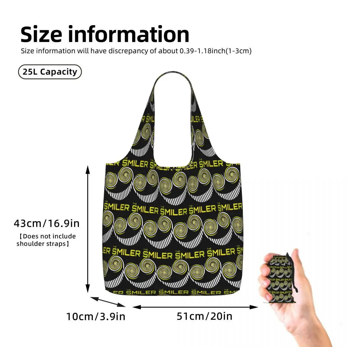 Фото Сумка-шоппер The Smiler Alton Towers Merch UK Active из холста, большая вместимость, сумка через плечо для покупок и продуктов для женщин. №2