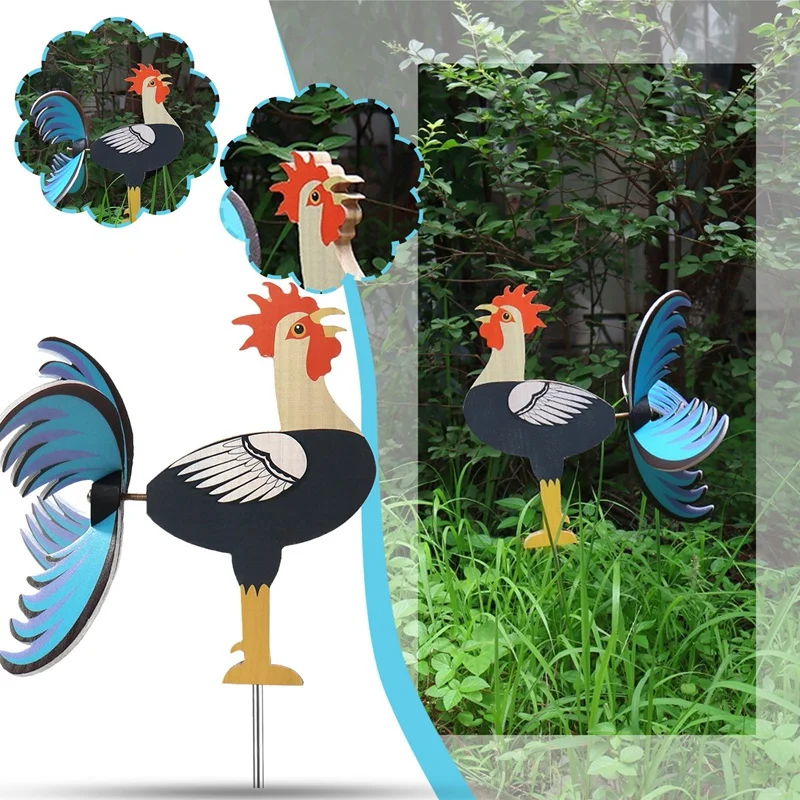 

Rooster Windmill Garden Courtyard Farm Decor Chicken Decorative Stakes Wind Spinners Sculpture Garden Windmills Ornament