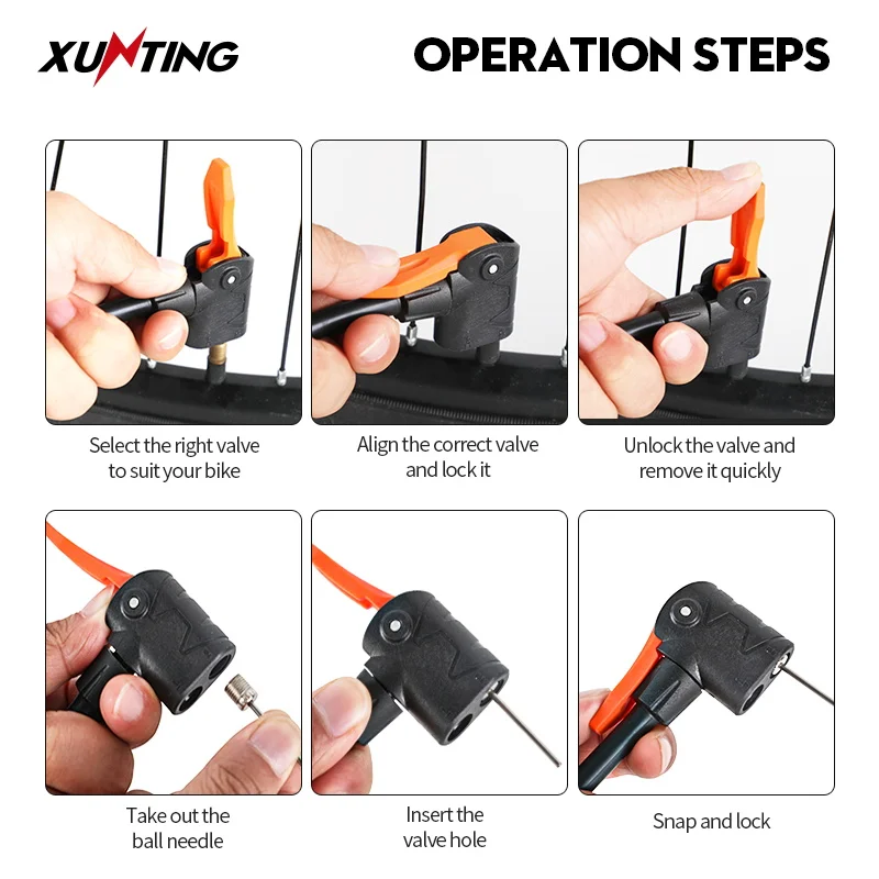 Xunting Bike Floor Foot Pump Portable Air Ball Bicycle Motorcycle Car Double Barrel Pedal High Pressure Bomba Bicicleta | Спорт и