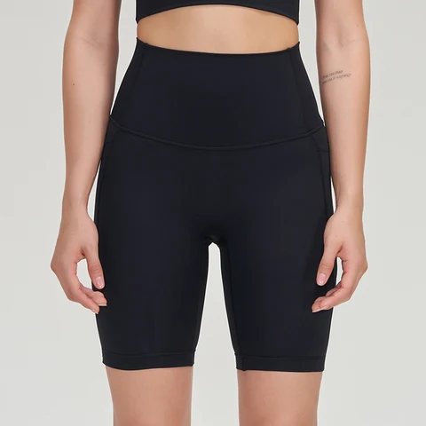 Спортивные шорты SOISOU для йоги с карманами для тренажерного зала, фитнеса, женские велосипедные шорты с высокой талией, дышащие, без переднего шва, Обнаженная женщина