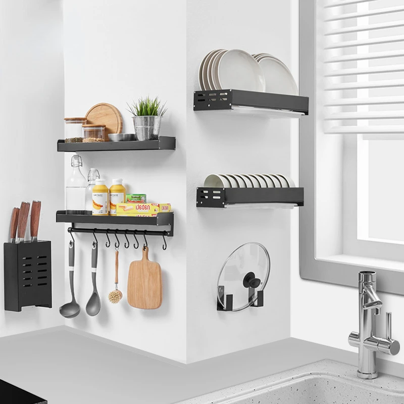 

Rack Multifunctional Storage Rack Knife Spoon Spice Organizer Aluminum Wallmounted Kitchen Organizer Kitchen Items Hanging Rack