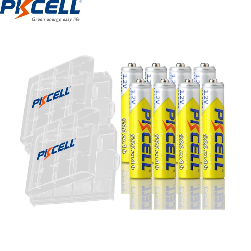 

8Pcs*PKCELL NIMH AAA Battery 3A AAA 1.2V Ni-MH Rechargeable Batteries 600mAh Over 1000times Cycles AAA batteries for camera toys