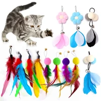 10pcs cat wand toy refills cat feather toys accessories for cat fishing pole assorted teaser refills with bell for indoor kitten