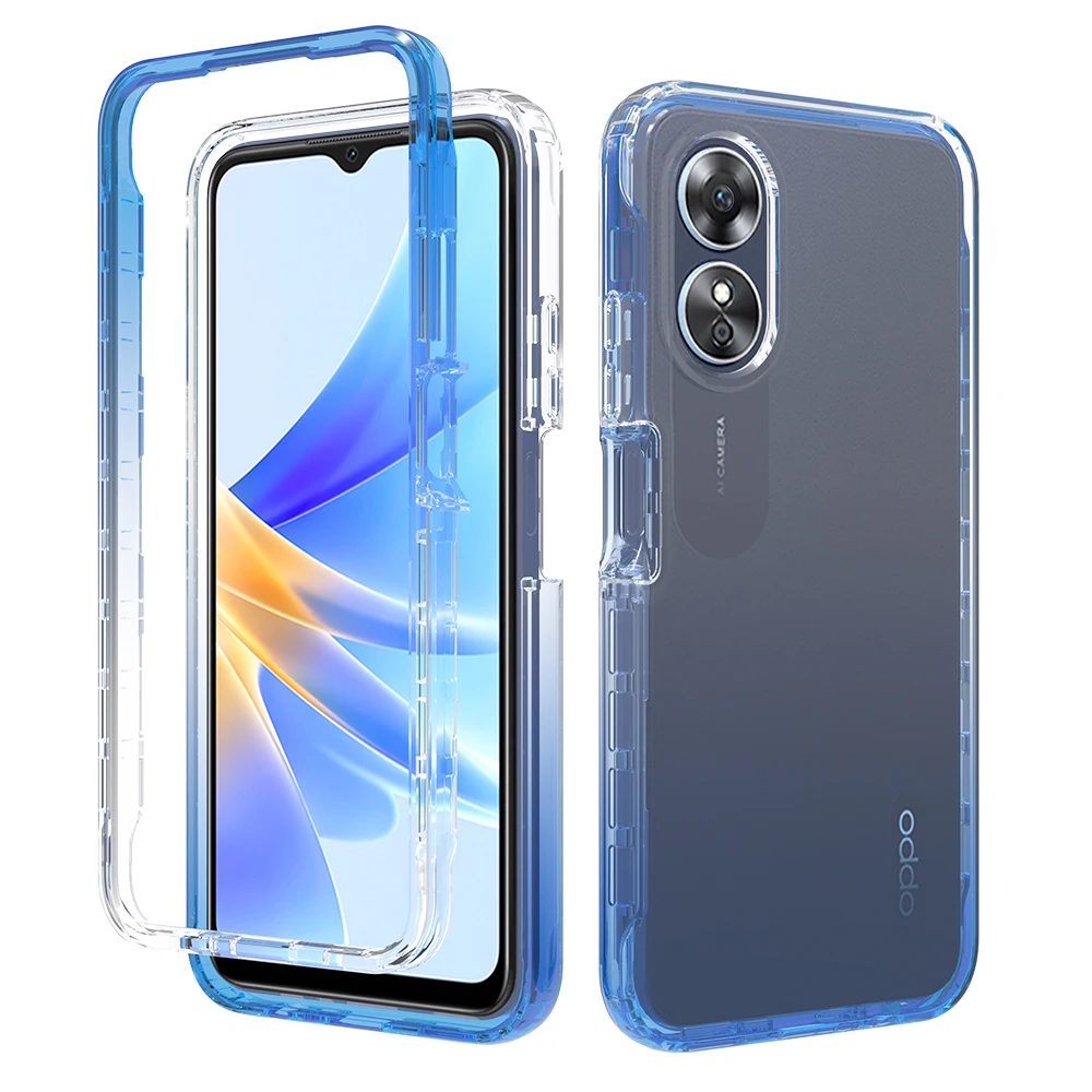 

Bumper Clear Case for Oppo A17 CPH2477 Front Hard Frame Luxury Transparent Soft Silicone Armor Shockproof Phone Cover Oppo A17
