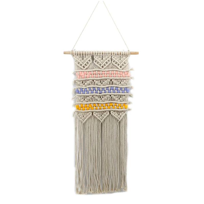 

Макраме настенный художественный богемный гобелен с ручным узелком и кисточкой для украшения свадебного фона в стиле бохо