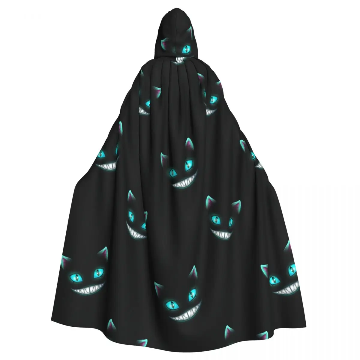 

Накидка унисекс с забавным лицом кошки для взрослых, с капюшоном, длинный костюм ведьмы, косплей
