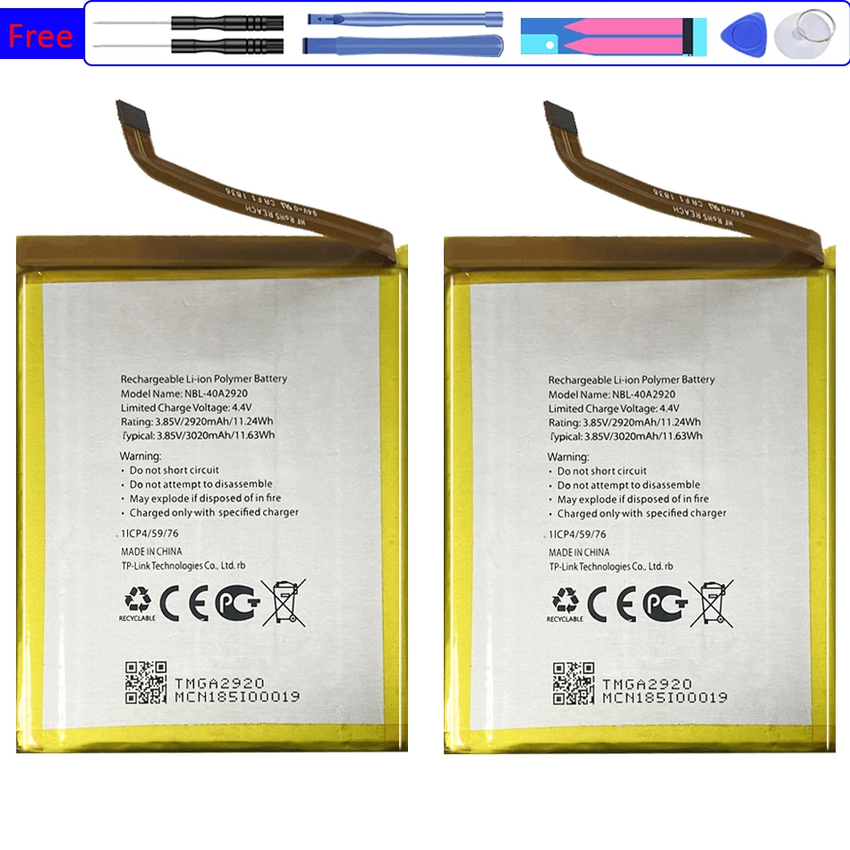 

New 3020mAh NBL-40A2920 NBL 40A2920 Battery For TP-Link Neffos C9A TP706A TP706C Mobile Phone batteries + free tools