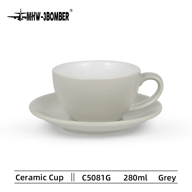 

280ml Latte Art Cup and Saucer Ceramic Coffee Tea Cups Set Chic Cafe Bar Home Accessories Coffee Distributor & Barista Tools