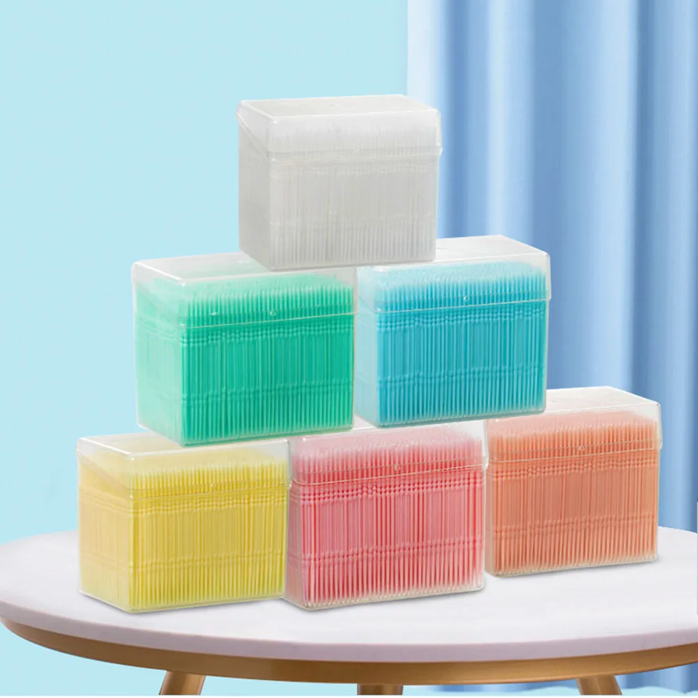 1100Pcs/box Double Head Interdental Brush + Toothpick Oral Care Tools Multi-color Teeth Clean Tartar Removal Tapered Shape - купить по