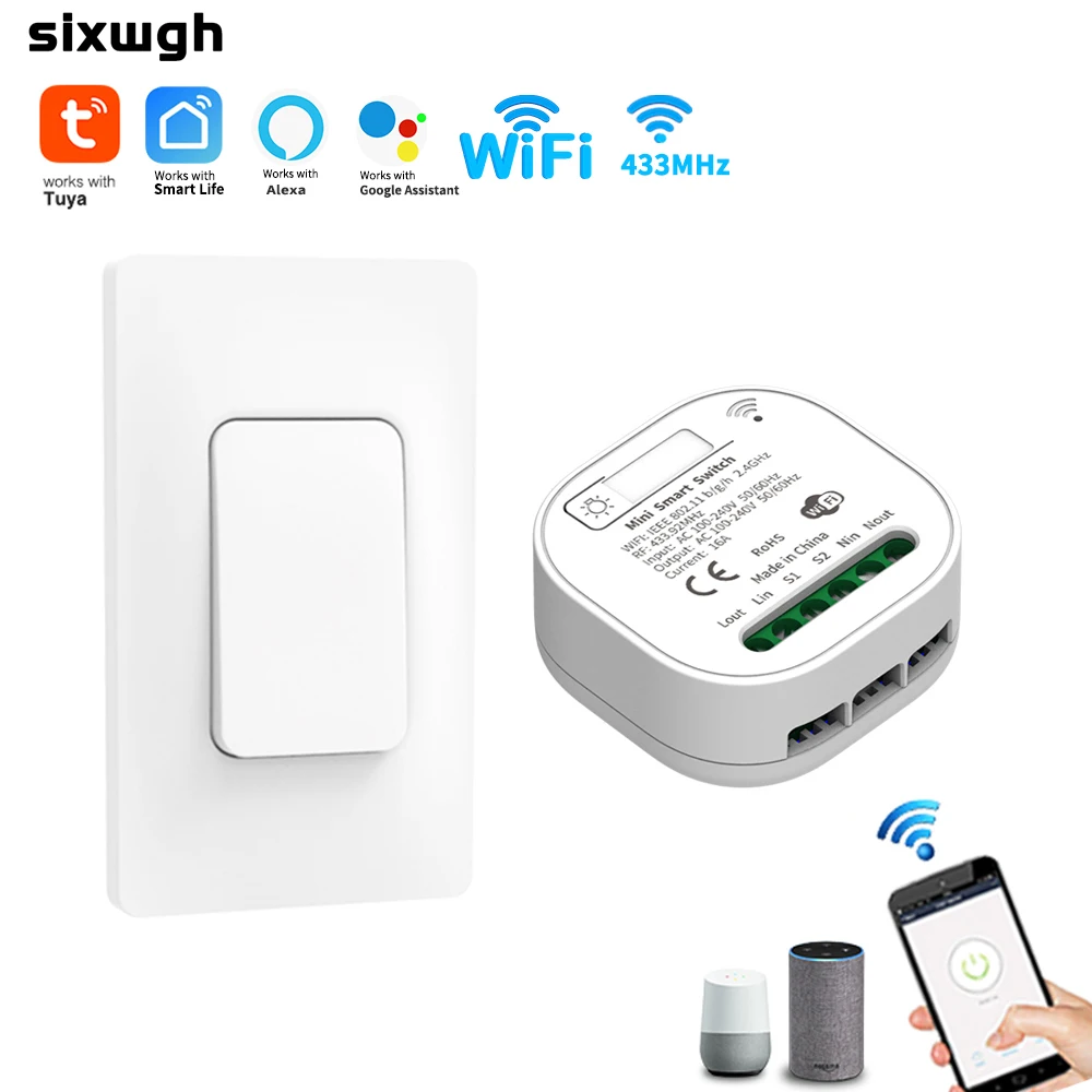 

Tuya WiFi Smart Switch Wireless Remote Controller Timer Light Switch Work with Alexa Sensor Switch Smart Home Push Button