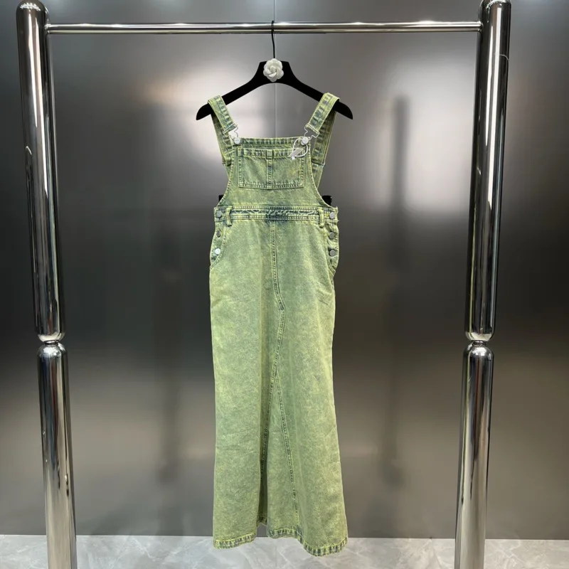 

BORVEMAYS Denim Dress Summer Women Loose Casual Sleeveless Pockets 2023 Summer New Loose Street Casual Dresses WZ3160