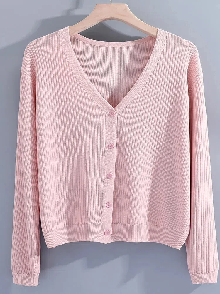 Вязаный солнцезащитный летний Укороченный кардиган однотонная Базовая шаль