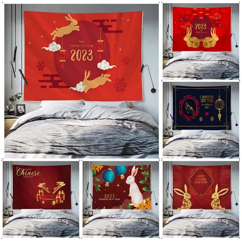 

2023 Rabbit New Year Chart Tapestry Japanese Wall Tapestry Anime Art Home Decor