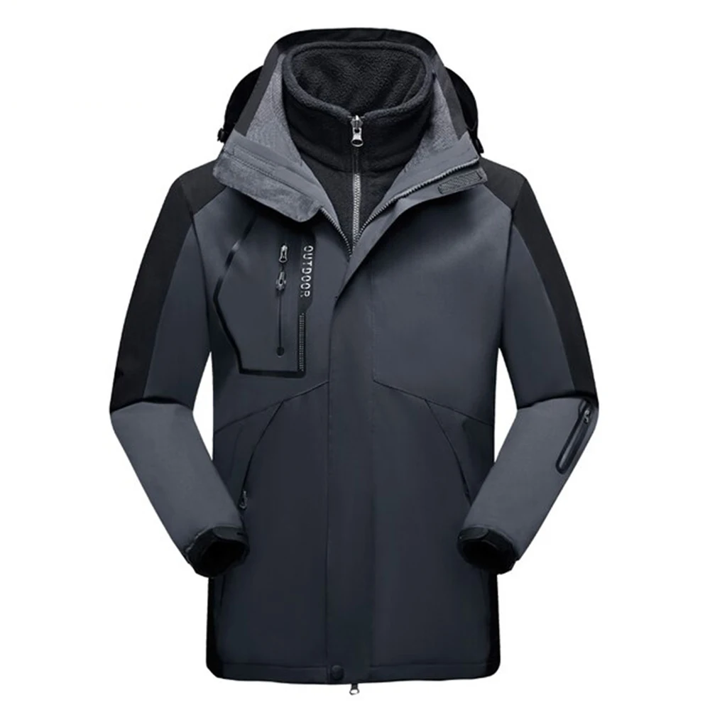 

Men's Skiwear Warm Winter Ski Hoodie Waterproof Windproof Set 3 in 1 Jacket Ski Snowboard Clothing