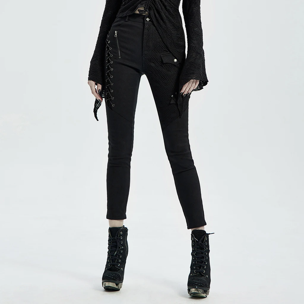 

Женские брюки PUNKRAVE в стиле панк, темные джинсовые брюки, уличная одежда в стиле рок, облегающие длинные брюки с высокой талией