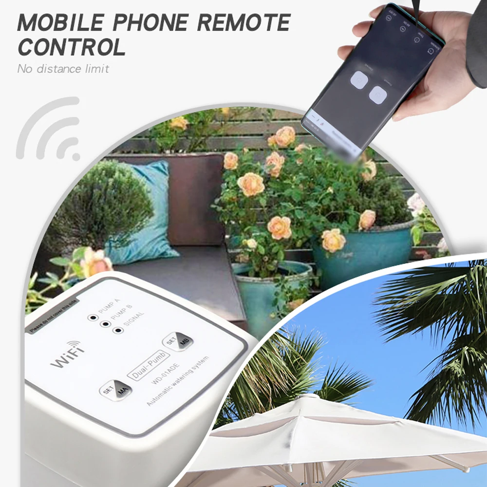 WIFI Intelligent Watering Device Double Pump Timed Automatic Drip Irrigation System Remote APPController for Garden Plant Flower |