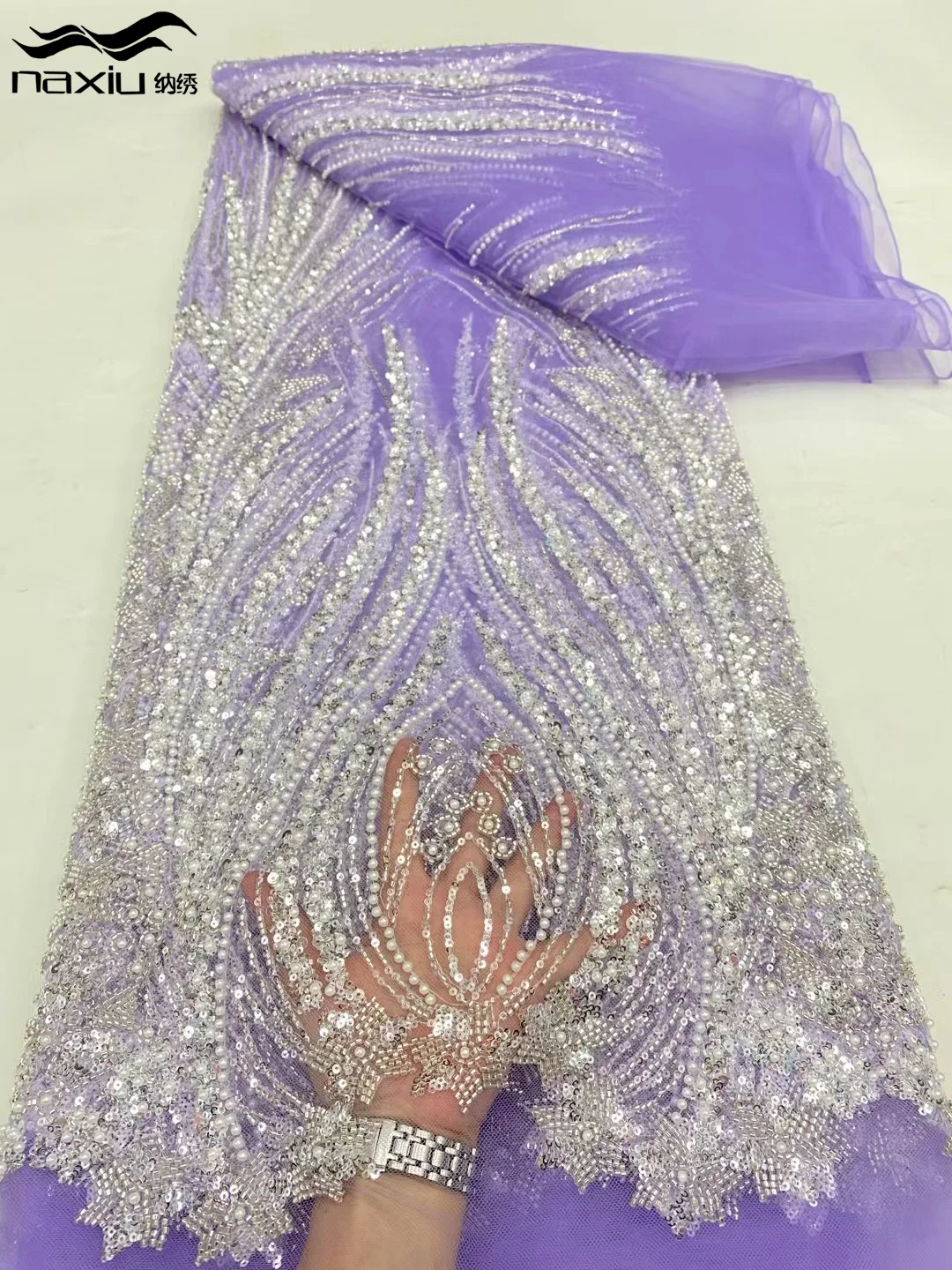 Роскошная африканская кружевная ткань Madison ручной работы 2024 высокое качество 5