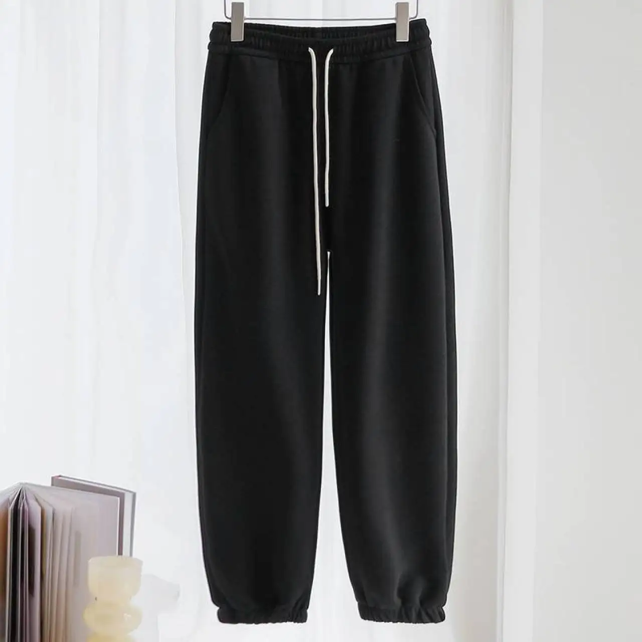 

Женские спортивные штаны в Корейском стиле, хлопковые длинные брюки для бега, повседневные спортивные однотонные штаны для фитнеса, Осень-зима