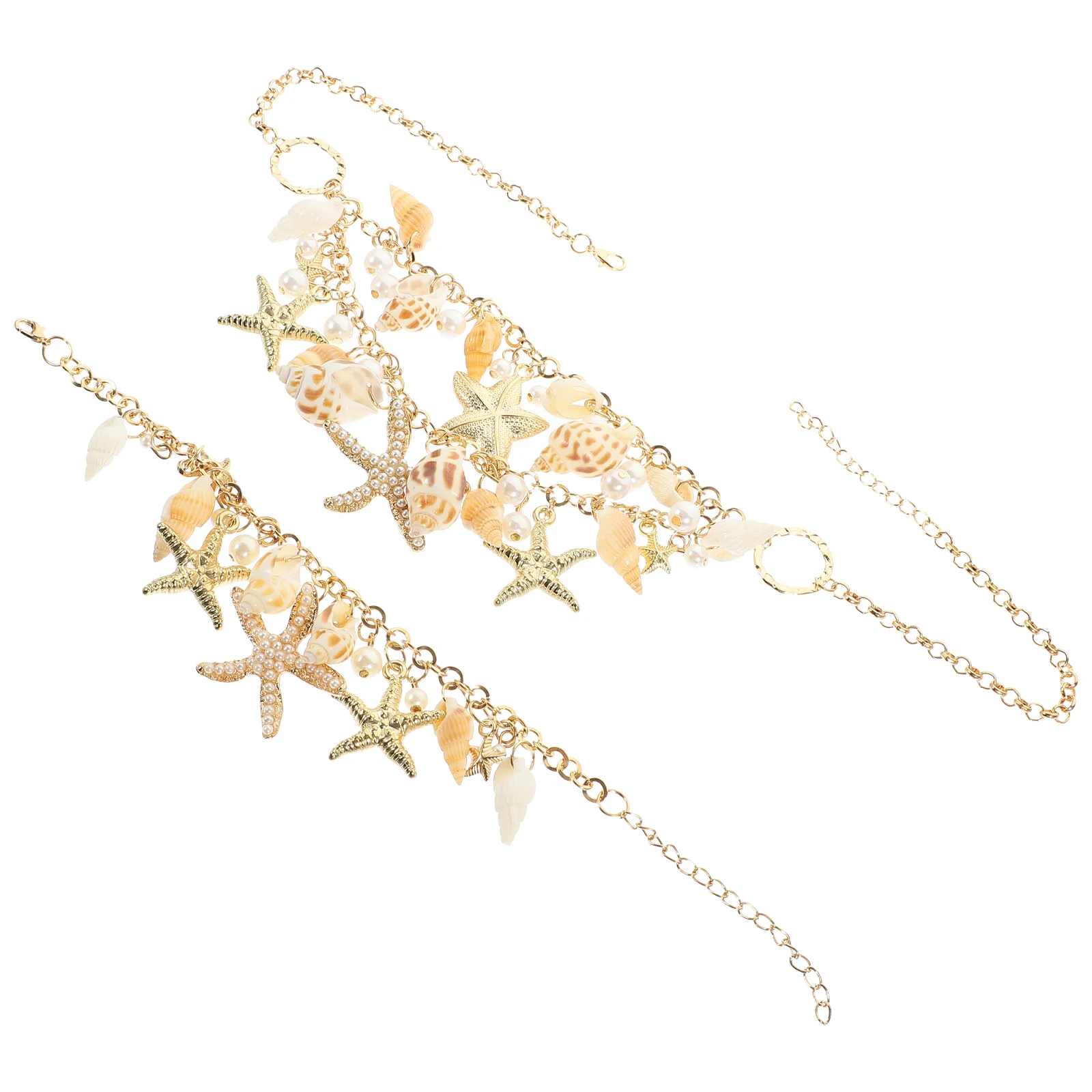

1 Set Women Necklace Bracelet Sea Conch Stars Jewelries Ocean Theme Wrist Bracelet Necklace