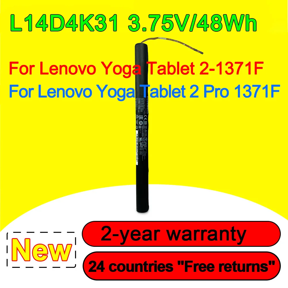 

Аккумулятор L14D4K31 L14C4K31 для Lenovo Yoga Tablet 2-1371F 2 Pro 1371F Series 1ICR19/66-4, аккумуляторный, 3,75 в, 48 Вт/ч, 12800 мАч