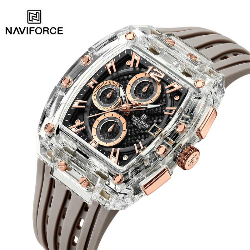 Фото Мужские спортивные часы Naviforce 7105 Fashion Chronograph Multifunction, водонепроницаемые 5ATM, с силиконовым ремешком. №1