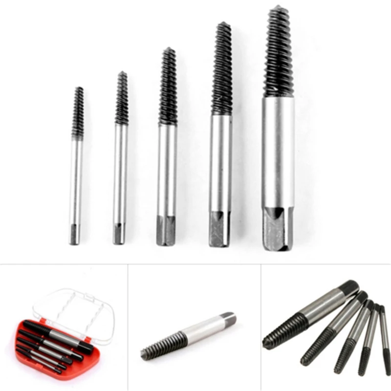 

5Pcs/set Screw Extractor Center Drill Bits Guide Set Broken Damaged Bolt Remover Removal Speed Easy Set