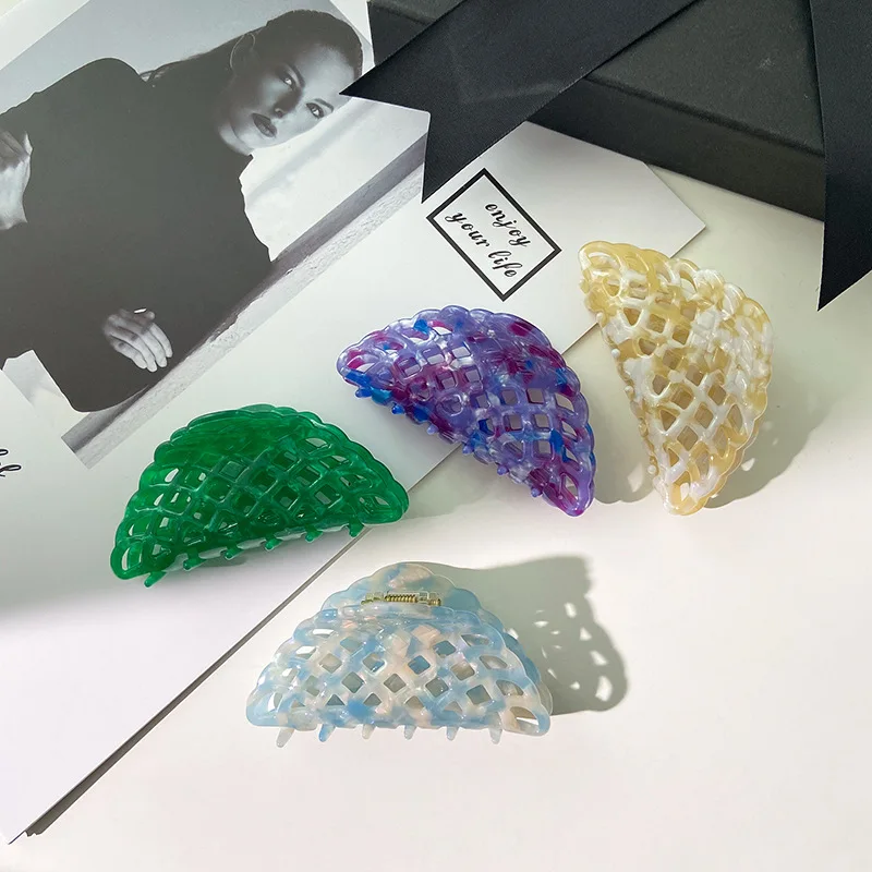 

INS Acetate Semicircle Hollow Mesh Hair Claws Clip Trendy Colorful Acrylic Women Hair Accessories Hair Stying Tool Barrettes
