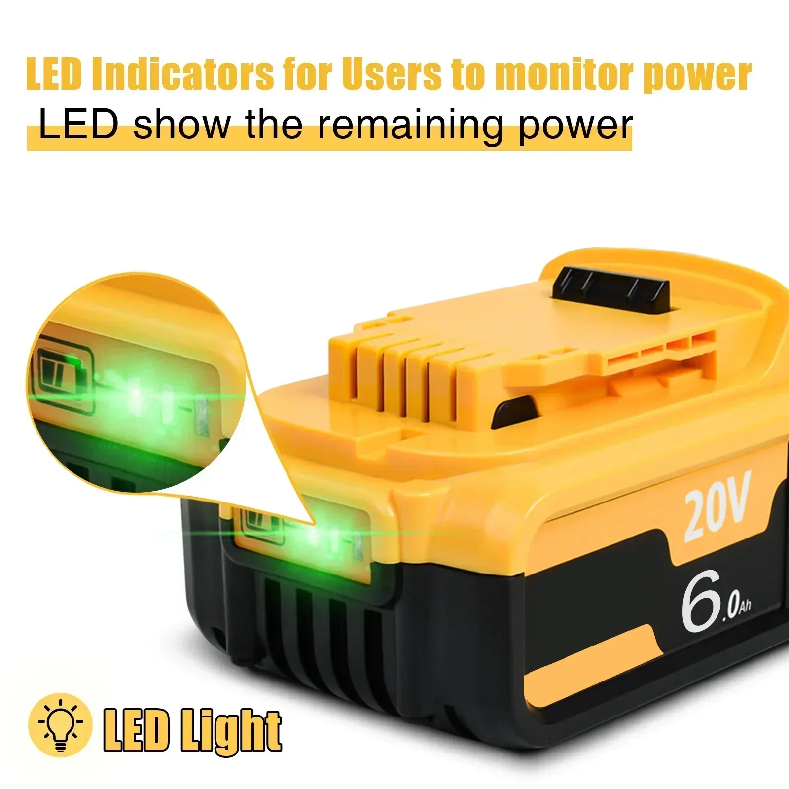 Для DeWalt DCB184-XE 6Ah 9Ah 18V/20V литий-ионный аккумулятор DCB182 DCB184 DCB205-2 серии DCD/DCF/DCG
