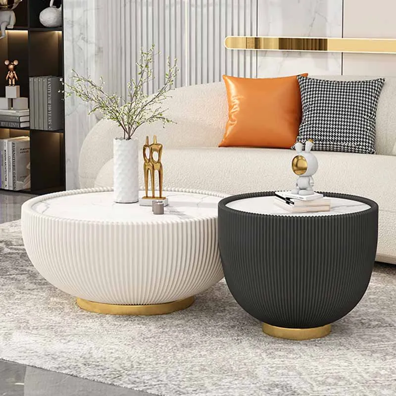 

Minimalist Round Coffee Tables Living Room Luxury Premium Unique Coffee Tables Marble Effect Modern Mesa Auxiliar Home Furniture