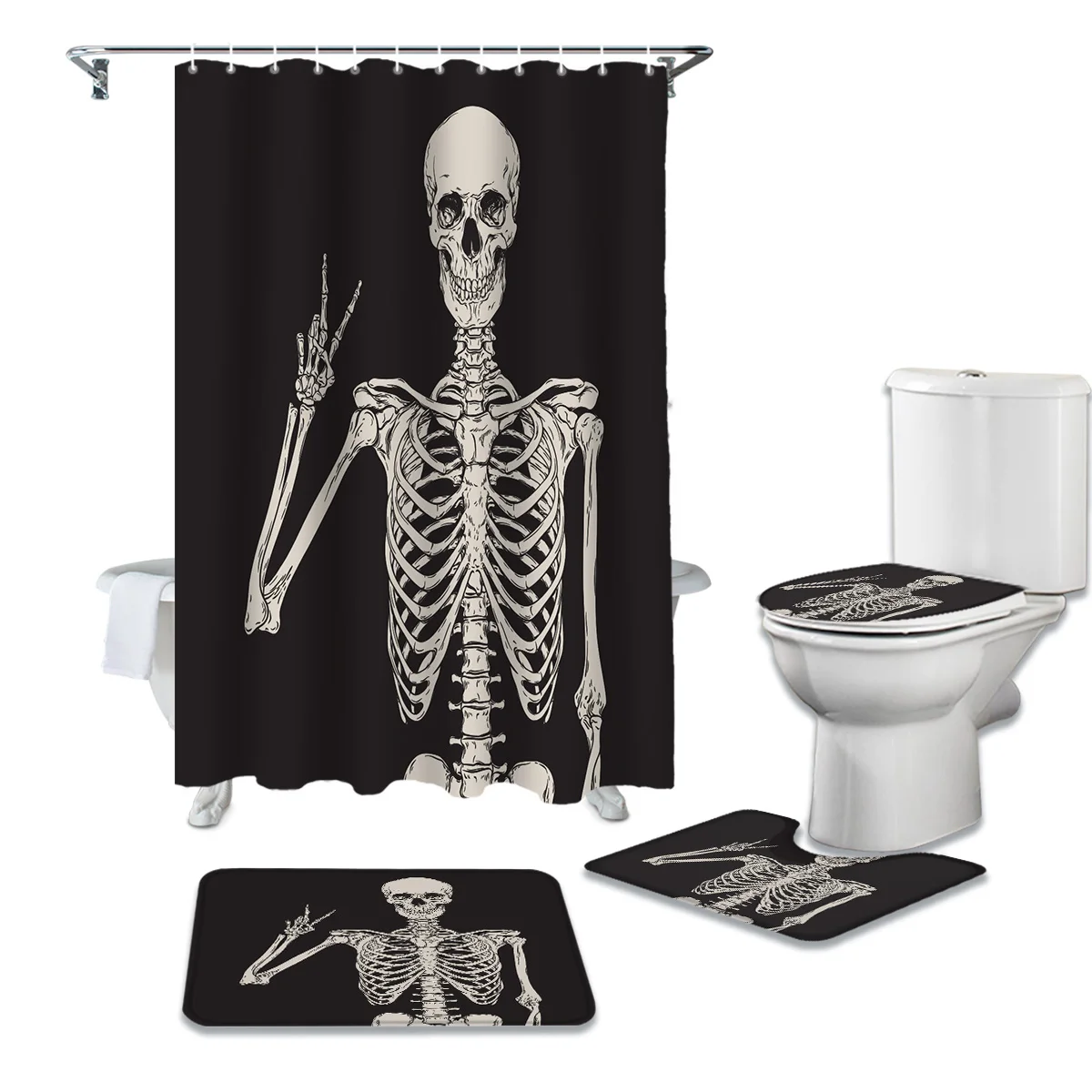 

Набор ужасных занавесок для душа в виде человеческой кости