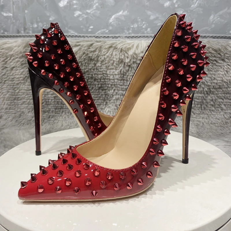 

Womens Heels Rivet Embellished Womens Vulcanized Shoes Womens Platform Leopard Casual Pointed Fine Heel Shallow Single Shoes