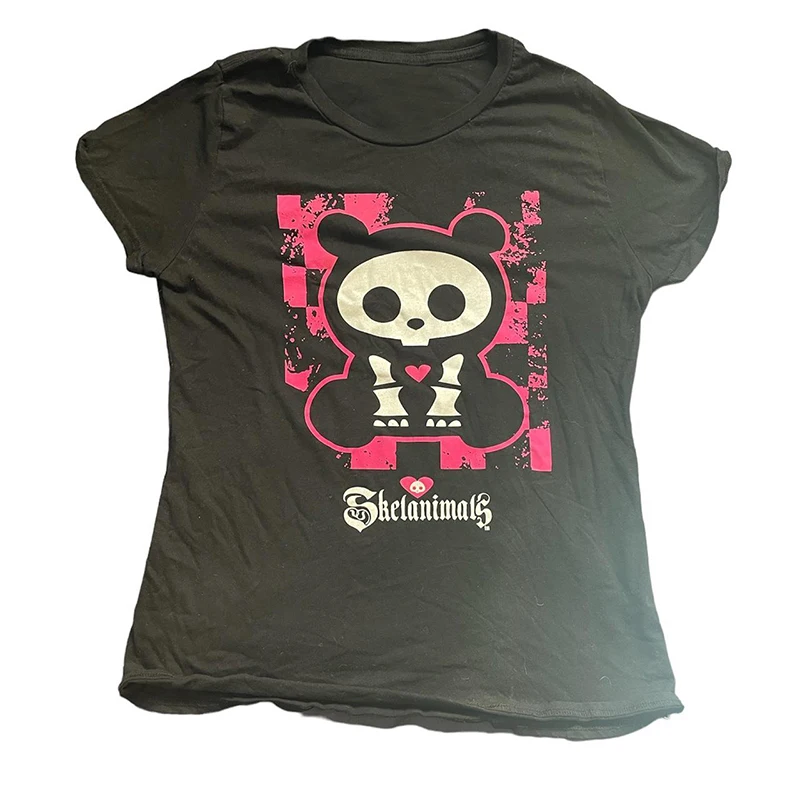 

Aesthetic Fairy Crop Top Punk Streetwear Sweet Girls Sexy T-Shirt 2000s Tops Baby Tee Cute Womens Printed Y2k Style Clothes
