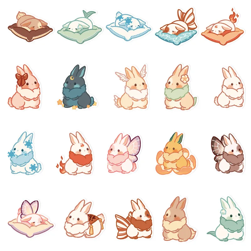10/25/50 шт. наклейки с милыми животными и кроликами граффити водонепроницаемые для