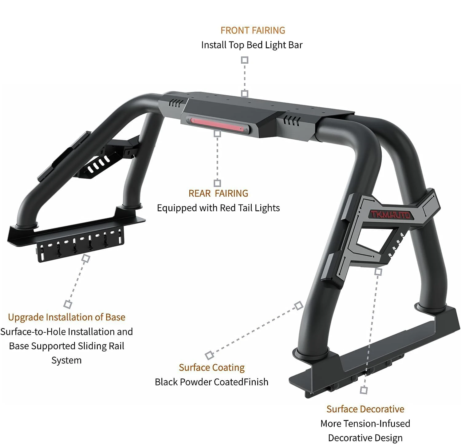Лидер продаж черный спортивный рулон с боковыми направляющими для Toyota Tacoma Ranger Jeep