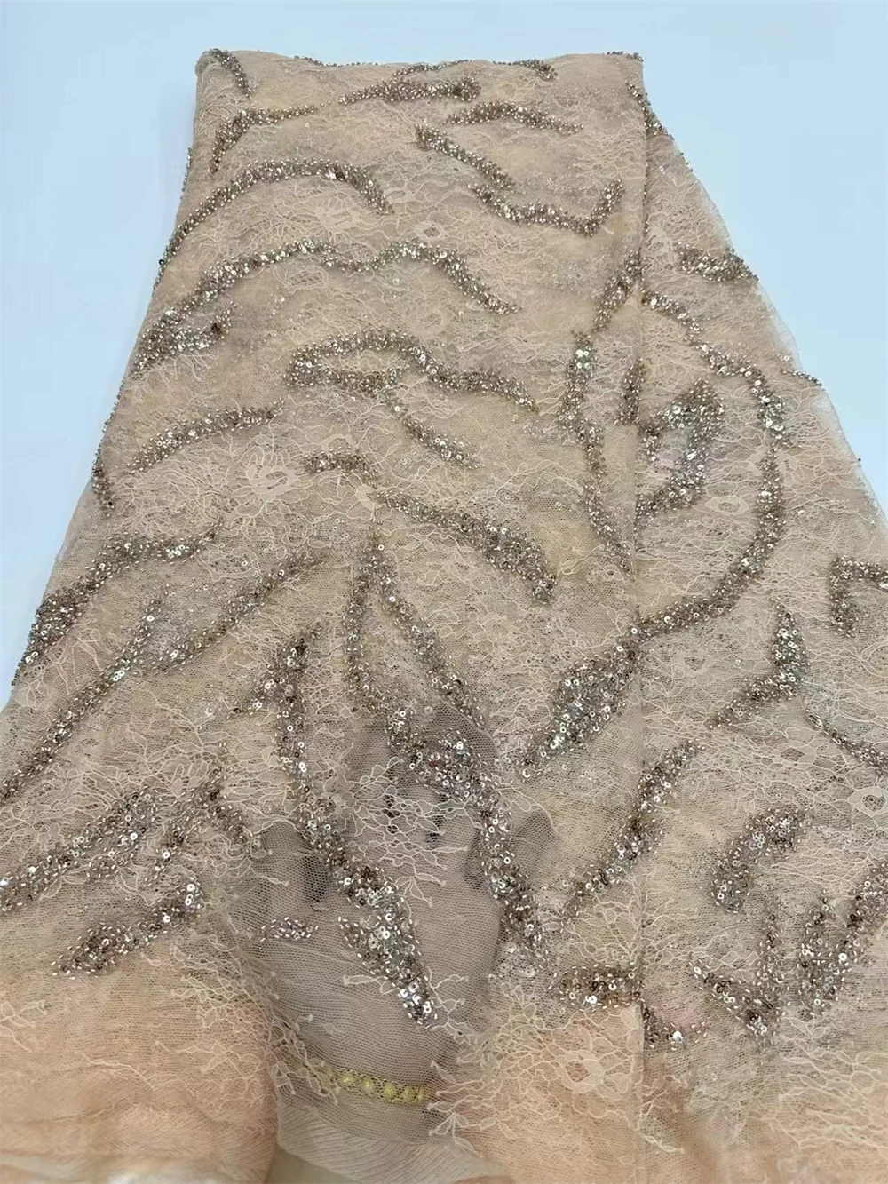 Африканское кружево Шантильи с бусинами французское Тюлевое африканская