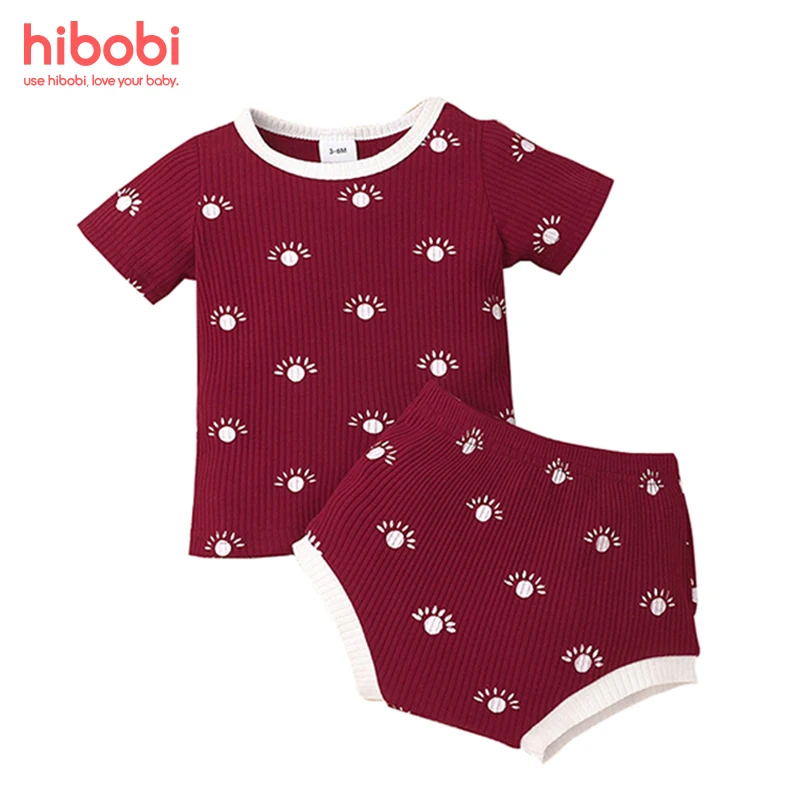 

hibobi Baby Girl Clothes Set Cute Print Girls Clothing Sets Summer Short Sleeve Cotton Baby Tops + Shorts 2Pcs