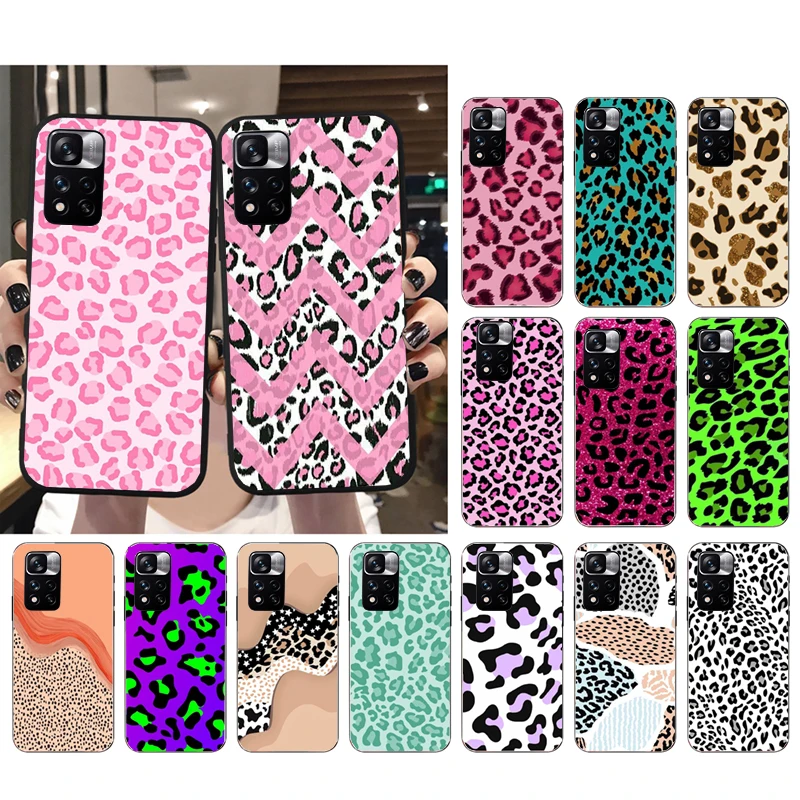 

Phone Case For Xiaomi Redmi Note 12Pro 11 11S 11T Pro 10 9Pro Note10S Redmi 10 9 10C 9C Colorful Pink Leopard Print Case