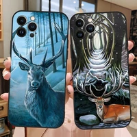 forest deers phone case for iphone 11promax 13 12 pro max mini xr x xs 6 6s 7 8 plus funda shell cover