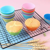 12pcs muffin cup baking cupcake dessert jelly pudding molds for kitchen round silicone diy baking cake mould