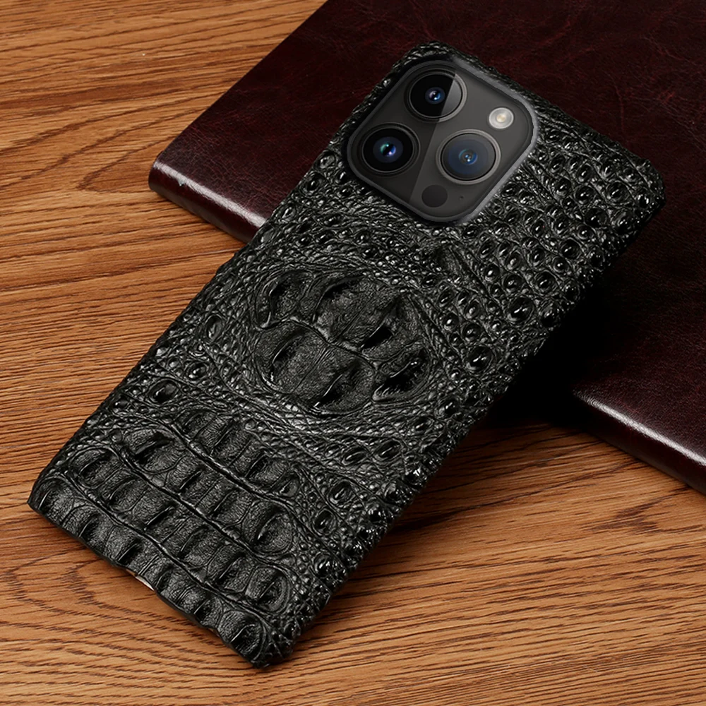 Genuine Leather 3D Crocodile head Phone Case for iPhone 13 14 Pro Max 12 Mini 11 12 Pro Max X XR XS 6 6S 7 8 Plus SE 3 2022 2020