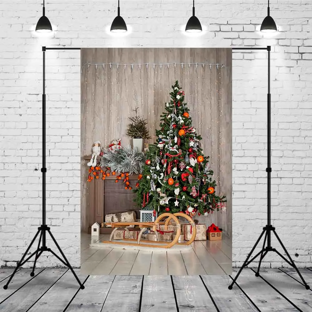

Merry Christmas Tree Gifts Fireplace Family Shoot X-mas Party Interior Background Photography Photoshoot Photocall Photo Studio