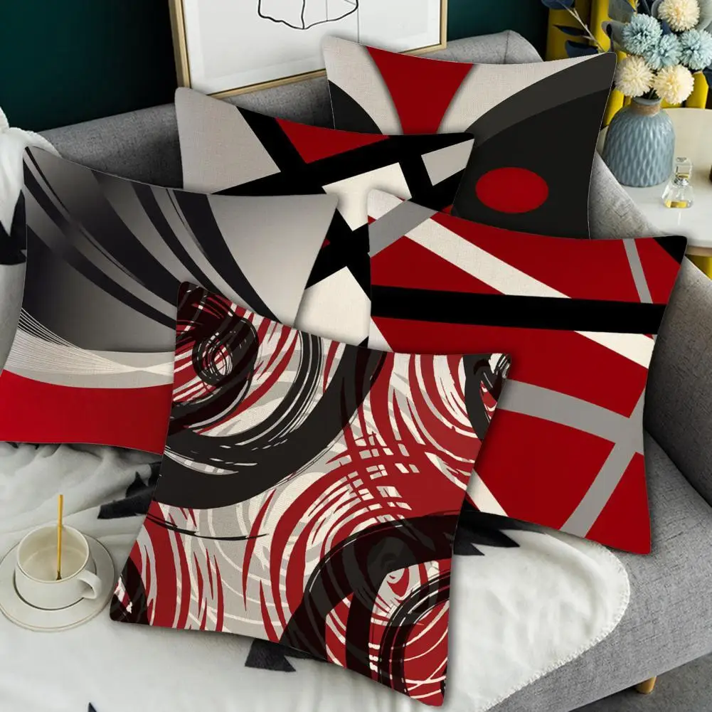 

Throw Pillow Case Shrink Resistant Wide Application Polyester Decorative Red Abstract Sofa Cushion Slipcover Home Supplies