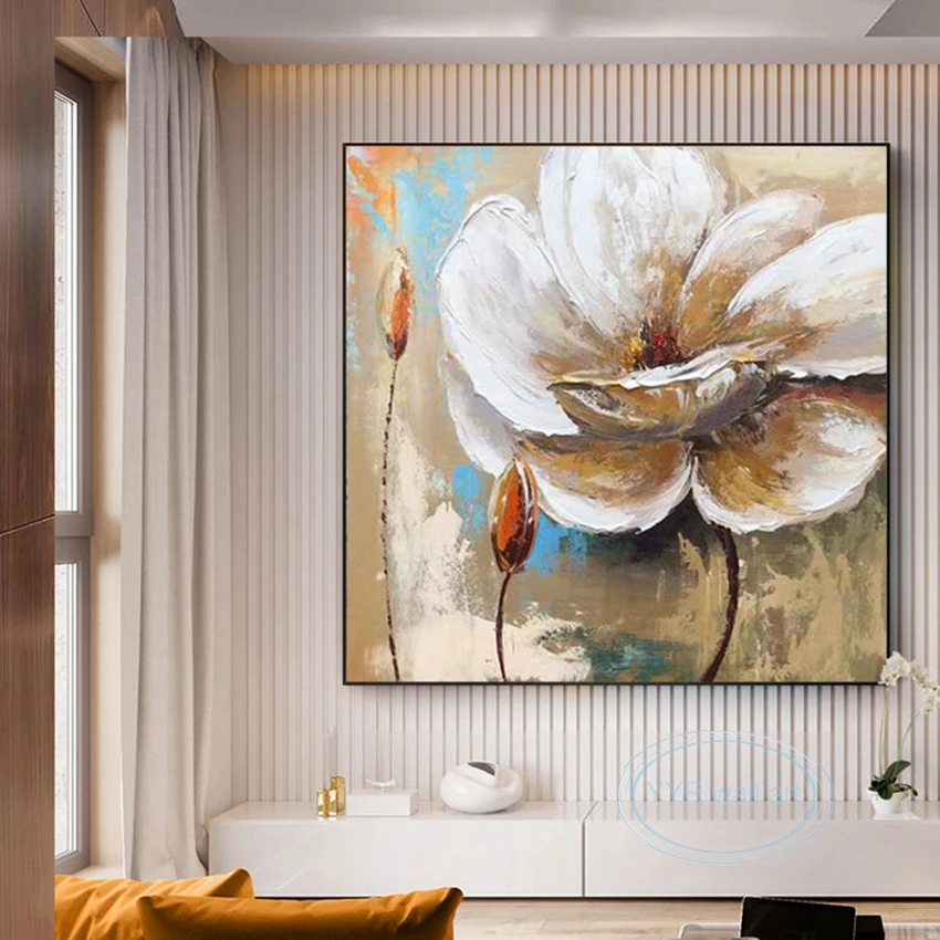 

Ручная роспись холст масляная живопись цветочное декоративное изображение абстрактная Настенная роспись постер для столовой спальни легк...