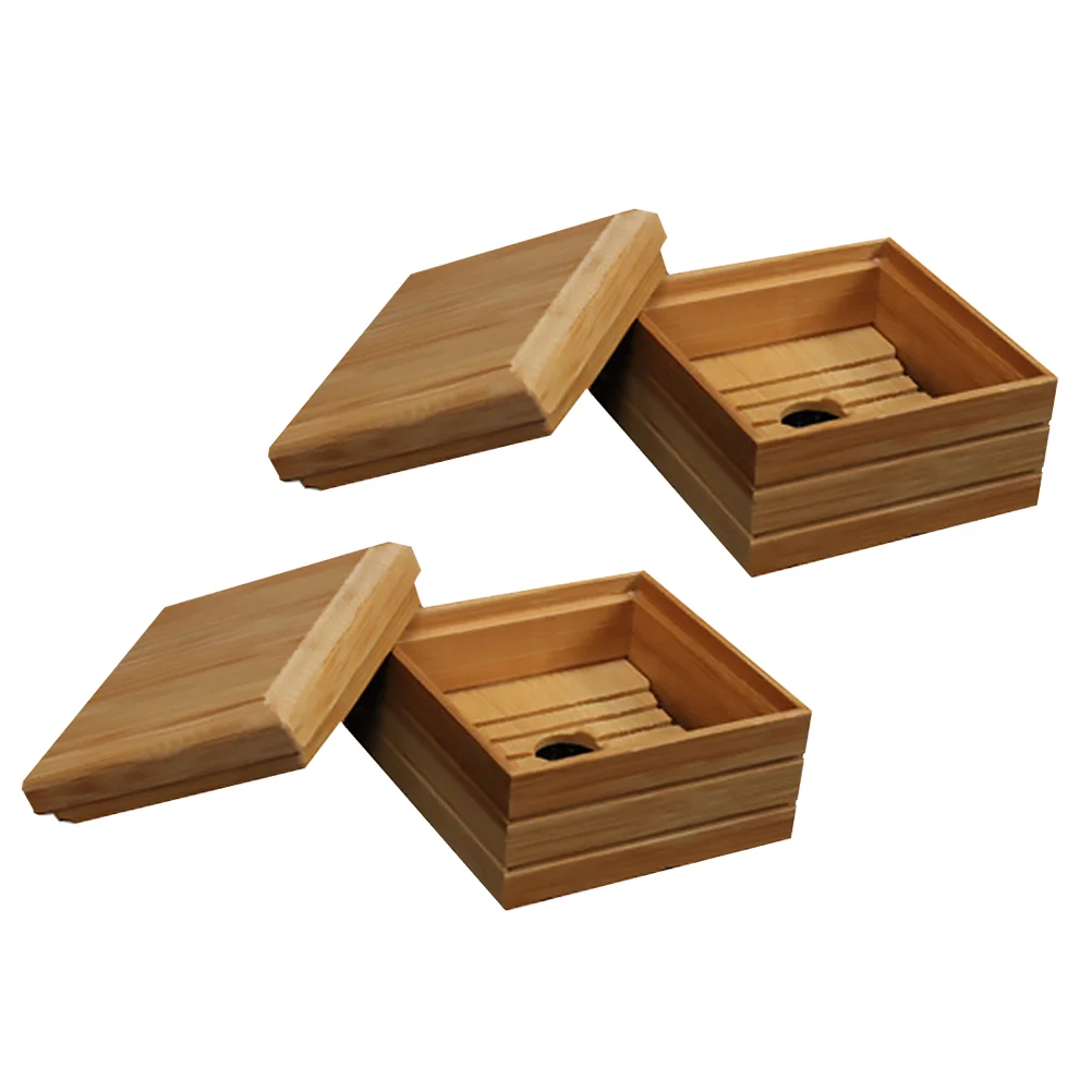 2pcs Sink Soap Holder Jewelry Box Wood Soap Case Wooden Soap Box Wood Soap Dish Soap Holder