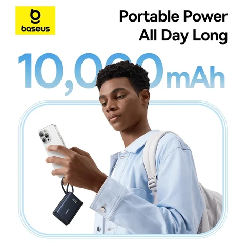 Baseus Picogo Power Bank 45 Вт, 10000 мАч, супер мини-портативный аккумулятор, интеллектуальный цифровой дисплей для iPhone 16 Pro Max Xiaomi Samsung