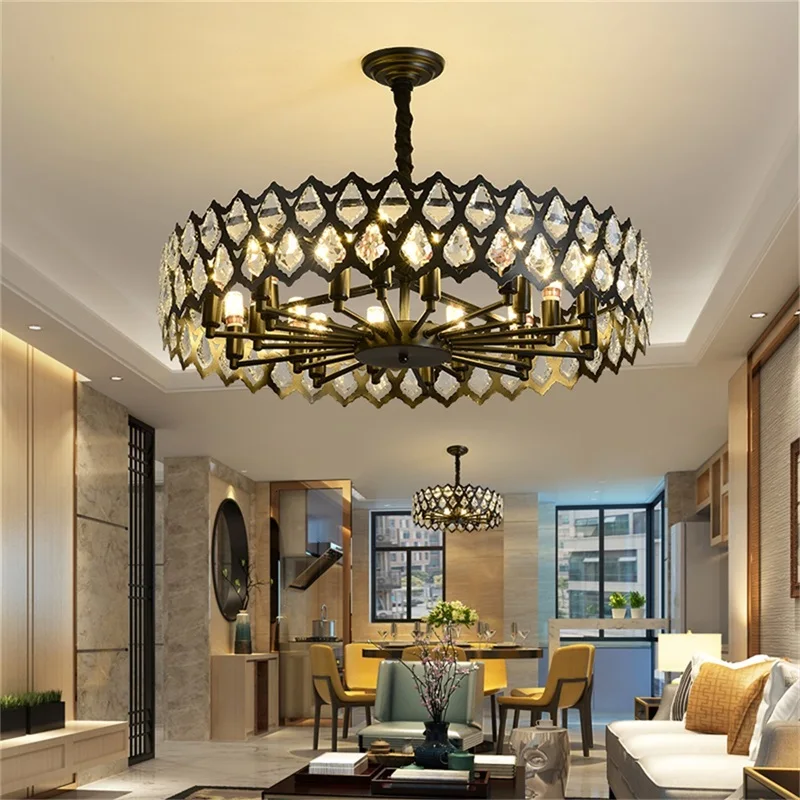 

TEMAR Black Chandelier Fixtures Modern Creative Branch Crystal Pendant Lamp Light Home LED for Decoration