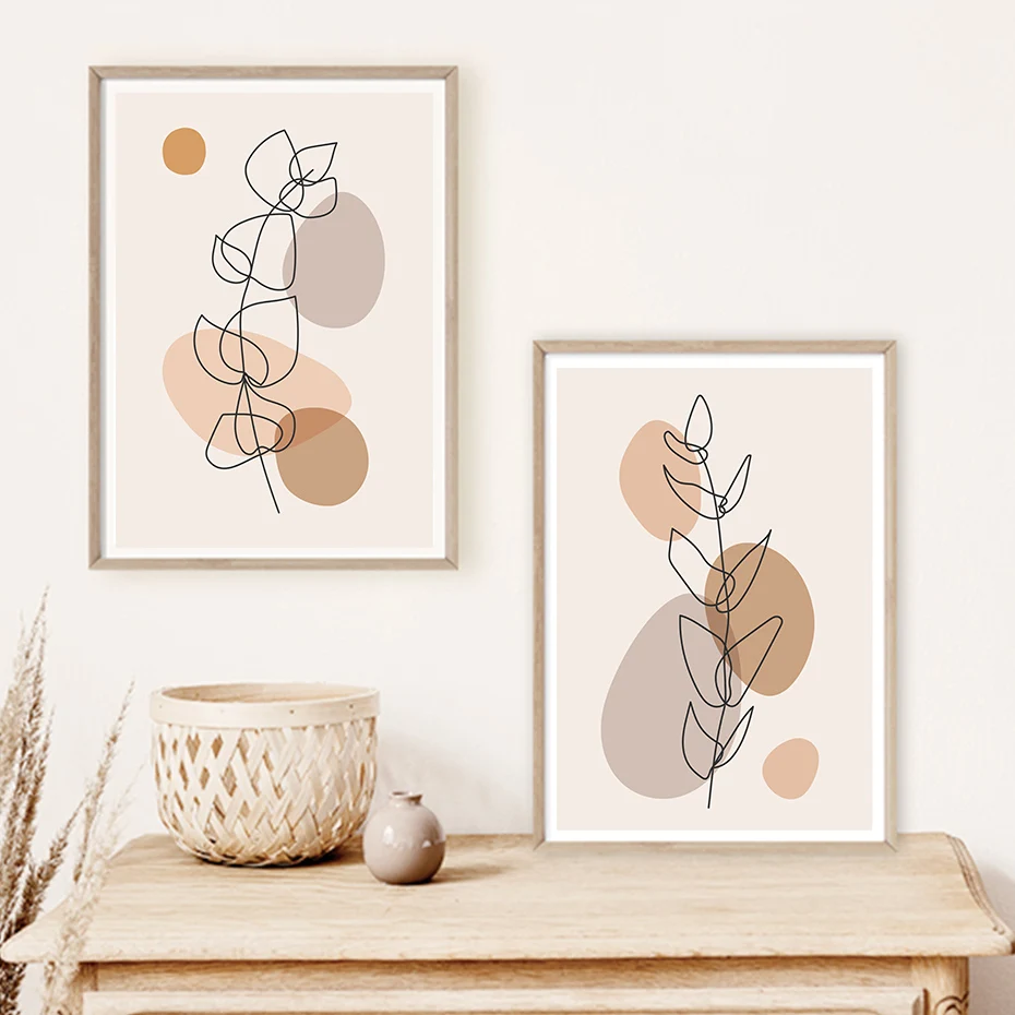 

Модные минималистичные постеры на холсте с изображением растительных ветвей листьев