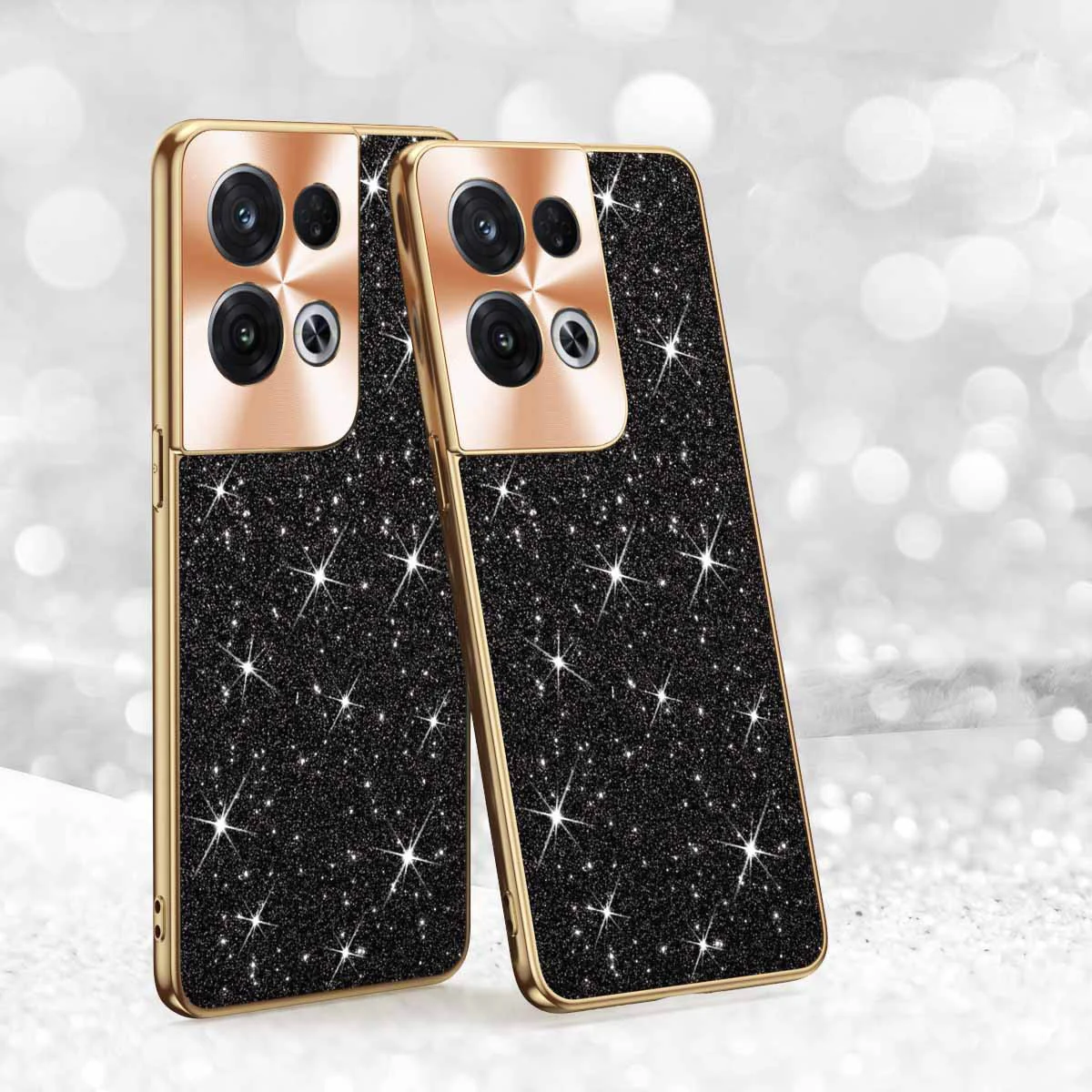 

Applicable to OPPO phone case, fashionable female star glitter powder leather case, reno8 electroplating protective cover,